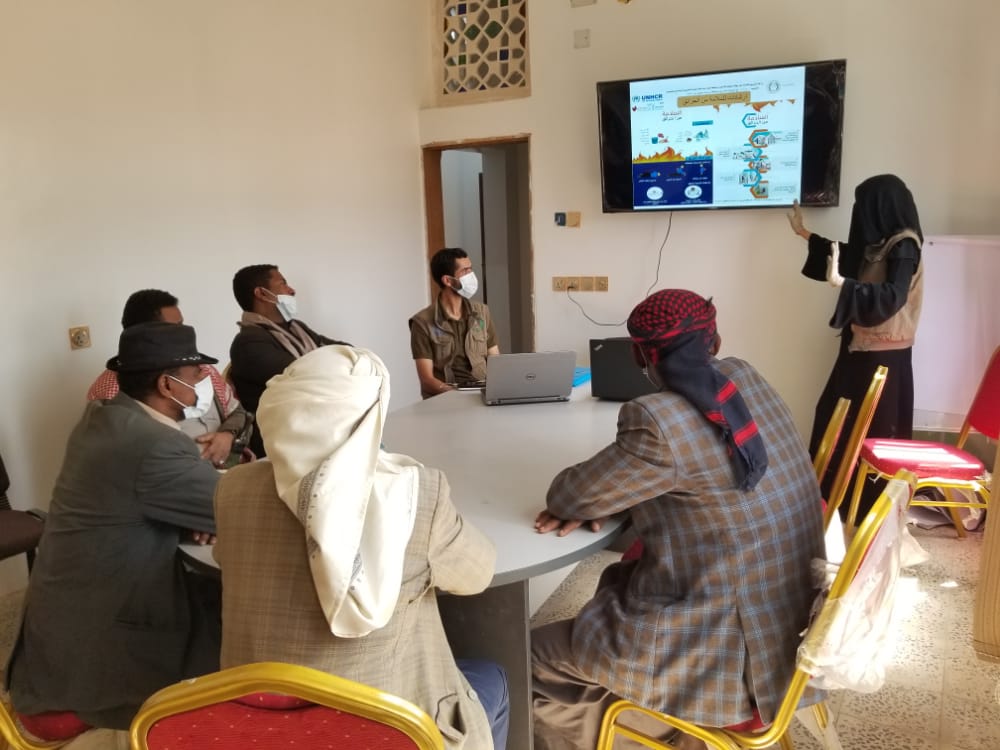دورة تدريبية لبناء القدرات في المركز المجتمعي، محافظة صنعاء، لممثلي النازحين واللجان المجتمعية في مديرية بني حشيش التي أجراها فريق YGUSSWP CCCM.